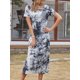 thumbnail image 3 of Vestido de camisa de mujer con estampado de teñido anudado, manga corta, abertura lateral, calles de Abanopi Extragrande, 3 of 7