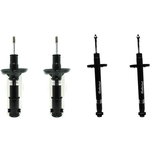 4 amortiguadores hidráulicos Gabriel Caribe 1981–1993 Volkswagen L4 1.8L delanteros y traseros; juego nuevo negro con cuerpos cilíndricos y vástagos plateados, anclajes inferiores ABC/BRA y superiores P/PS, 4 piezas.