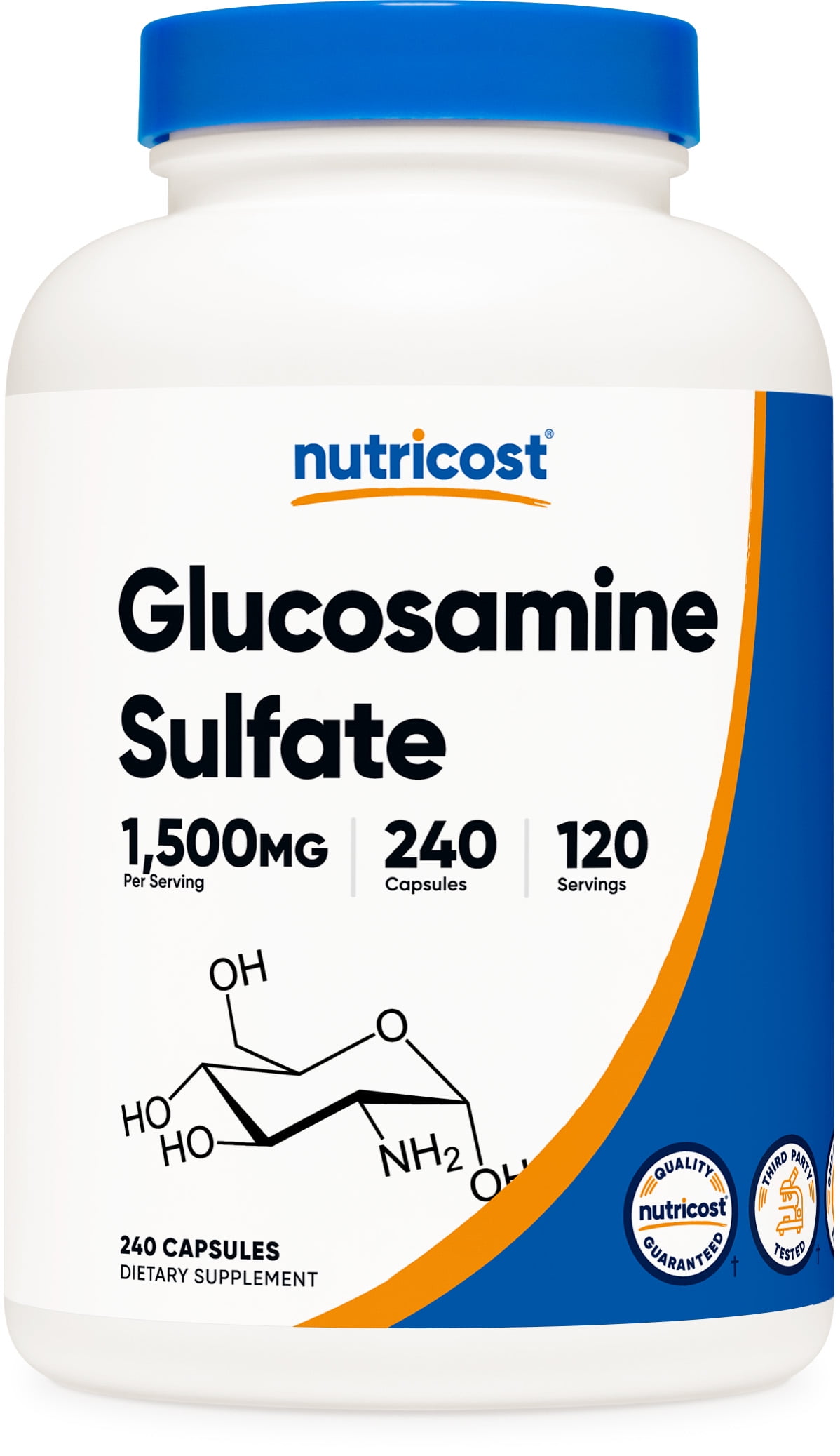 Nutricost Glucosamine Sulfate Supplement 750mg, 240 Capsules (1500mg Per Serving)
