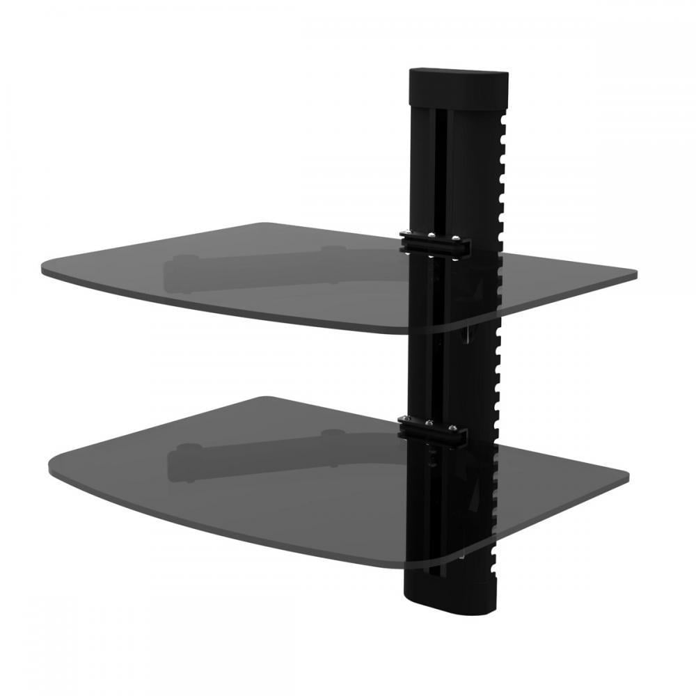 2 Tier Glass Shelf Wall Mount Bracket For DVD Players/Cable Boxes V02