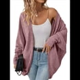 thumbnail image 2 of Suéter Cárdigan Extragrande de Punto Suave para Mujer con Bolsillos Rosa L, 2 of 9
