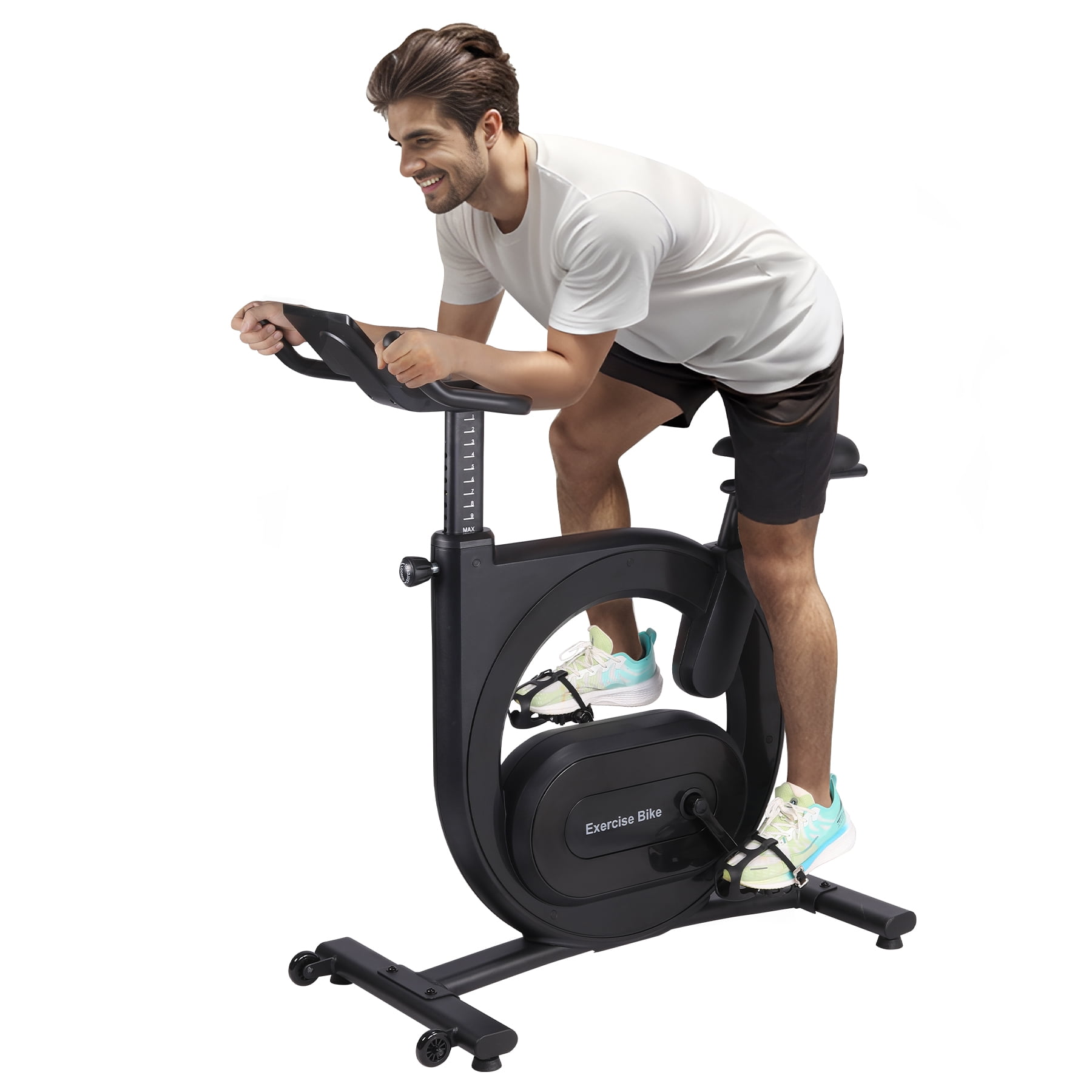 M optimized Stationary Bikes for Home, Electromagnetic Control Exercise Bike, Indoor Cycling Bike with Shuttle Smart Knob, Magnetic Resistance/Brake Pad, Low Noise with App, Upgraded Version Seat