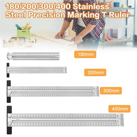 

T Type Square Ruler 180mm/200mm/300mm/400mm High-precision Aluminum Alloy Scriber Marking Gauge Carpenter Tools