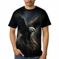 thumbnail image 3 of Men’s USA Flag Bald Eagle Graphic T-Shirt, All-Over Print Style, Stretch Polyester Spandex Tee, Short Sleeve Crewneck, S-4XL, 3 of 7