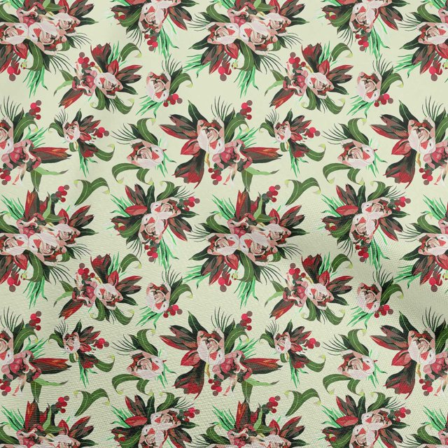 oneOone Cotton Poplin Mint Fabric Floral Craft Projects Decor Fabric Printed By The Yard 56 Inch Wide