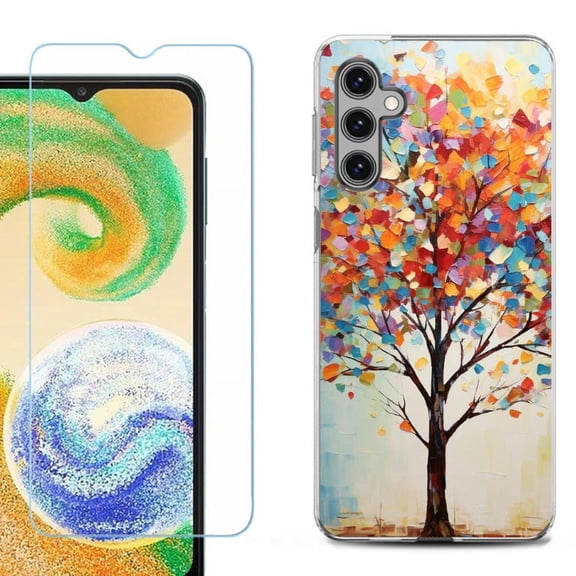 OneToughShield ® Compatible with Samsung Galaxy S24, Shockproof Fashion Phone Case, with Tempered Glass Screen Protector - Vibrant Tree