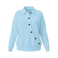 thumbnail image 6 of WIZUTIZ Women's Solid Color Button Front Lapel Collar Long Sleeve Sweatshirt Casual Sporty Pullover Top for Winter, 6 of 7