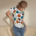 thumbnail image 5 of Daiia Color Balls print Women's Crew Neck Short Sleeve Bodysuit Fashion Tops Fit Casual Basic Extender Bodysuit-Small, 5 of 9