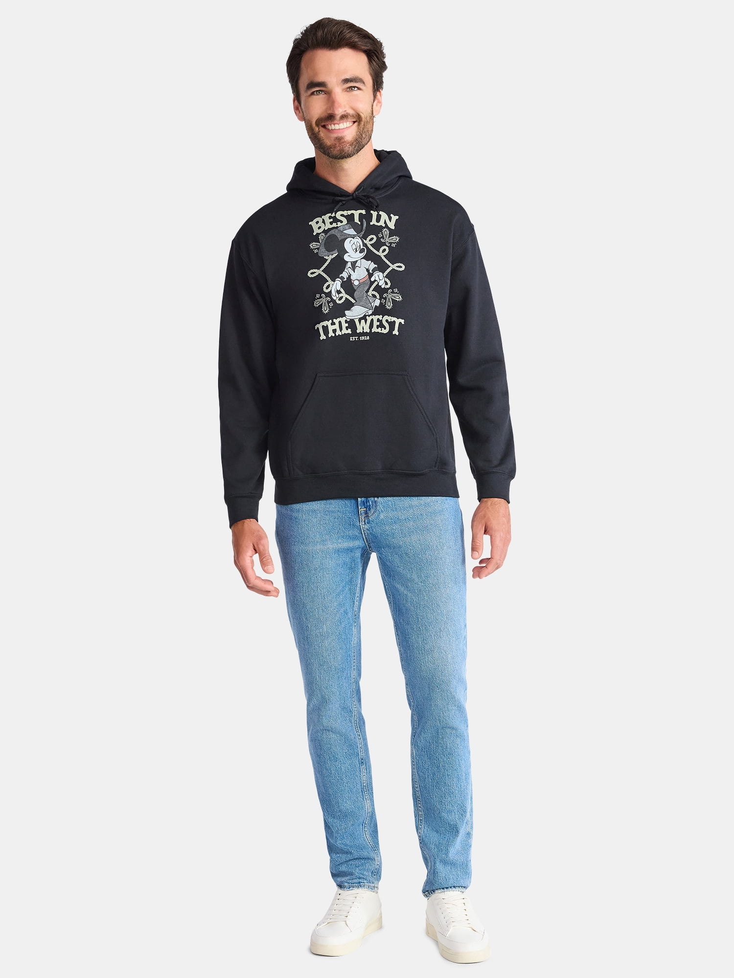 Disney Mickey Mouse Best In The West Men's and Big Men's Graphic Fleece Hoodie, Sizes S-3XL