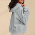 thumbnail image 6 of Guieoi Plus Size Jackets Women's Long Sleeve Hooded Full Zip Solid Color Lace Stitching Fashion Sweatshirts Gray Black*Friday/Cyber*Monday, 6 of 8