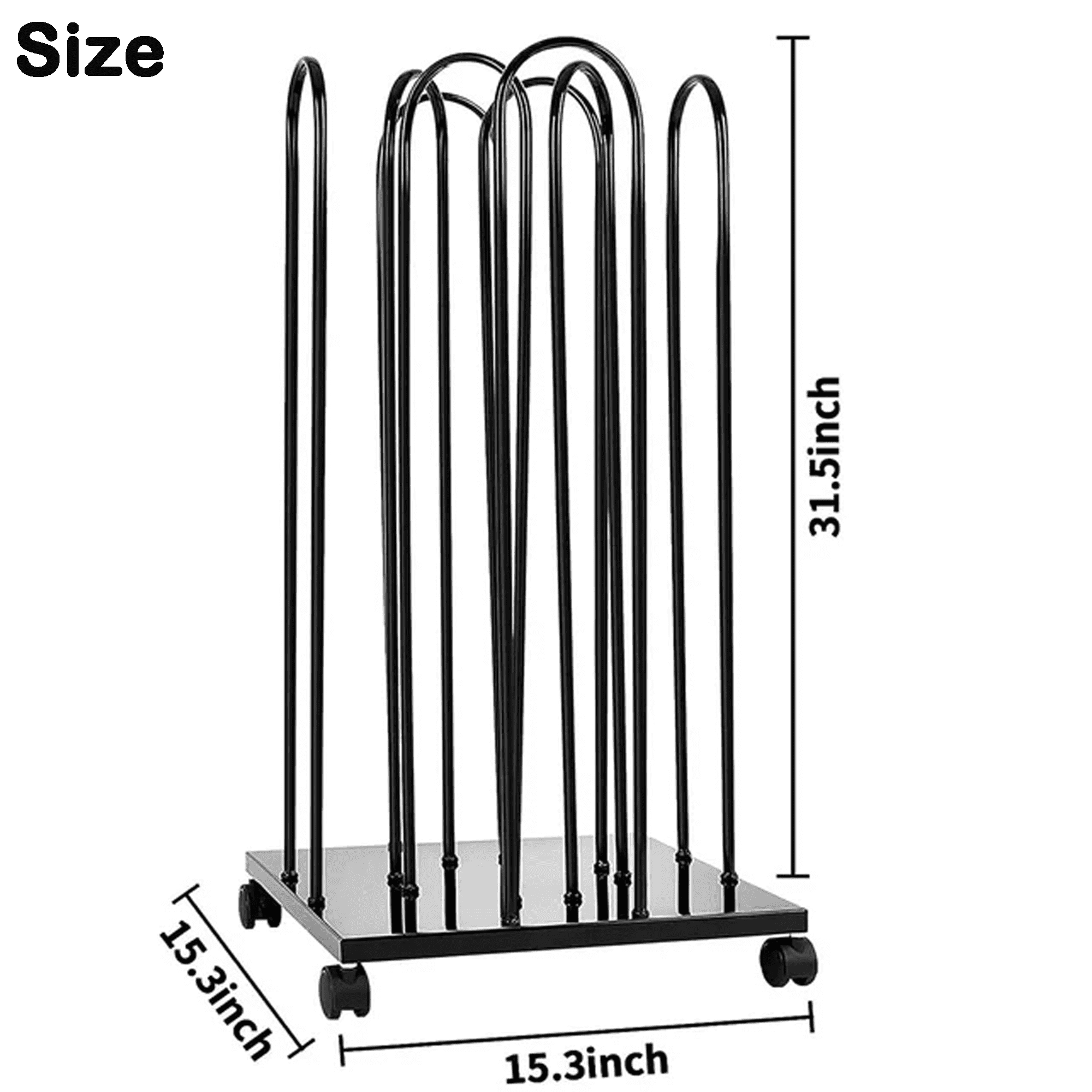 Qunbio 4 Side Hanger Stacker Cart, 4 in 1 Large Clothes Hanger Organizer Rack Stand, Stainless Steel Clothes Hanger Storage Holder for Adult, Black