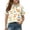 Beige #12, variant on Girls T Shirts Short Sleeve Henley Cute Cartoon Animal Print Polo Shirts Button Closure Active Comfy Back to School Uniform, 130