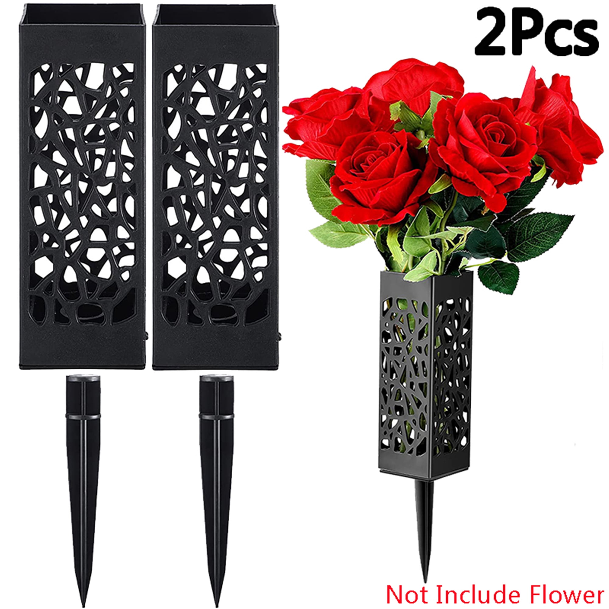 Elbourn 2 Pack 12 inch Headstone Vase Plastic Flower Holder for Grave