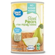 Great Value No Sugar Added Canned Sliced Pears, 14.5 oz