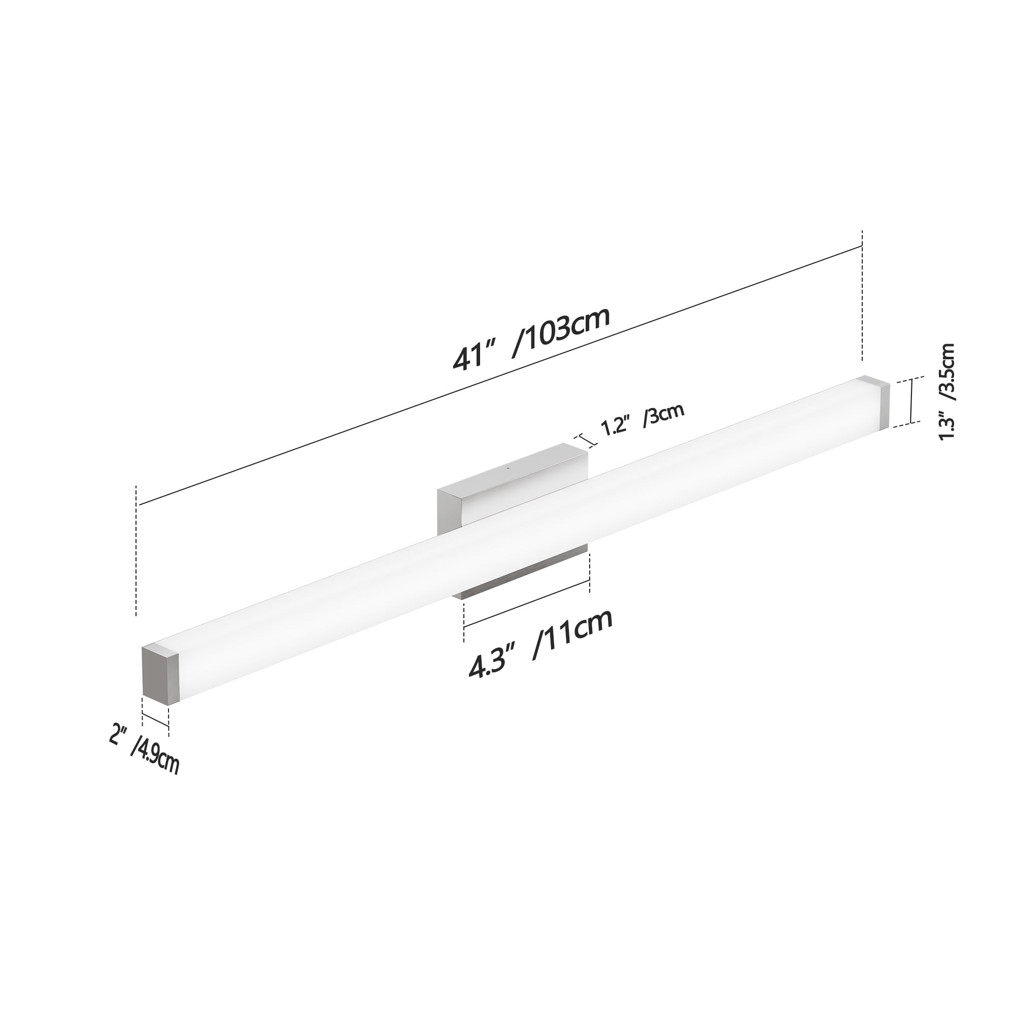 TICOZE 41 Inch Brushed Nickel Modern LED Vanity Light Bar, 24W 6000K Cool White, Energy Saving Bathroom Mirror Light Fixture