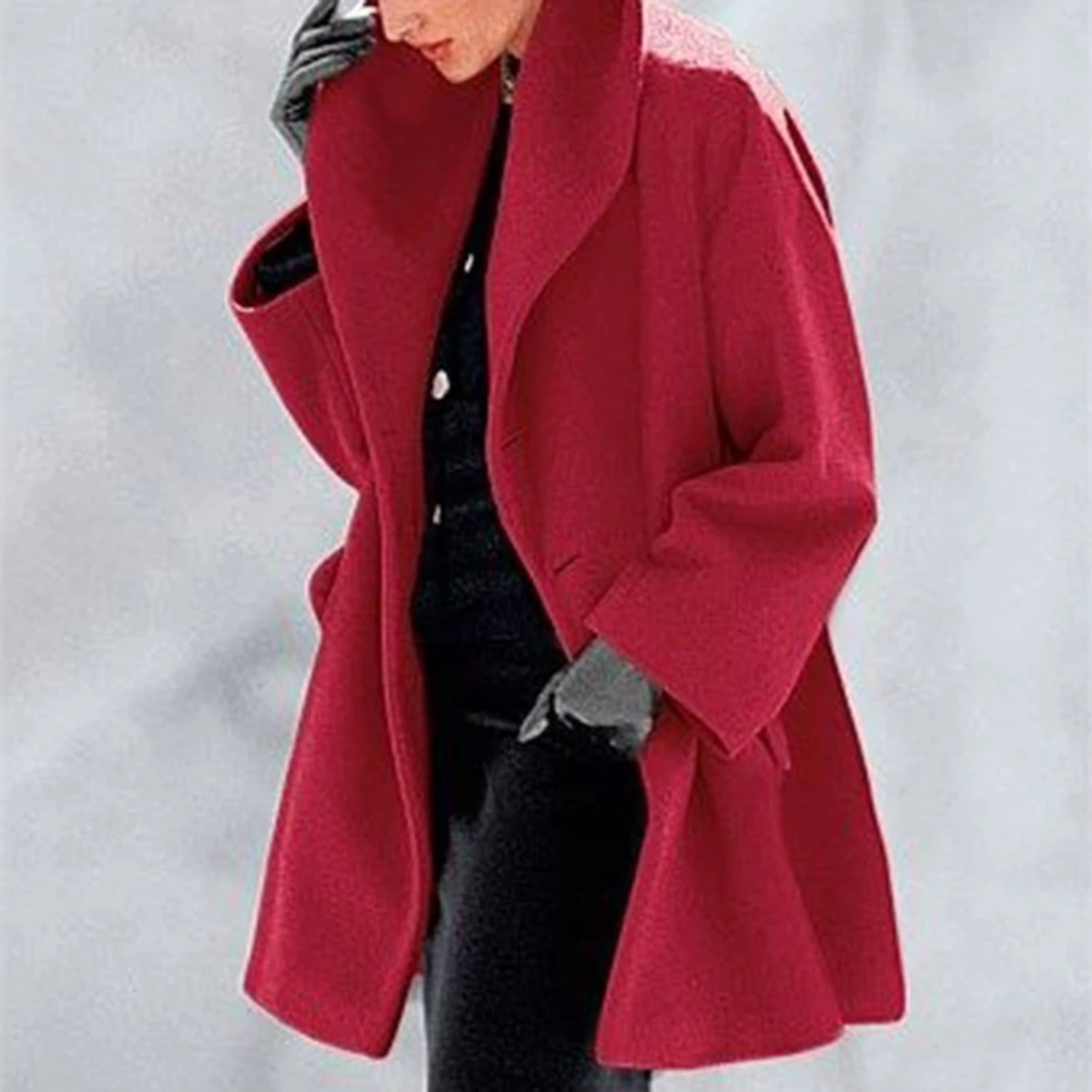chouyatou Womens Warm Asymmetrical Button Front Belted Midi Long Wool Coat 