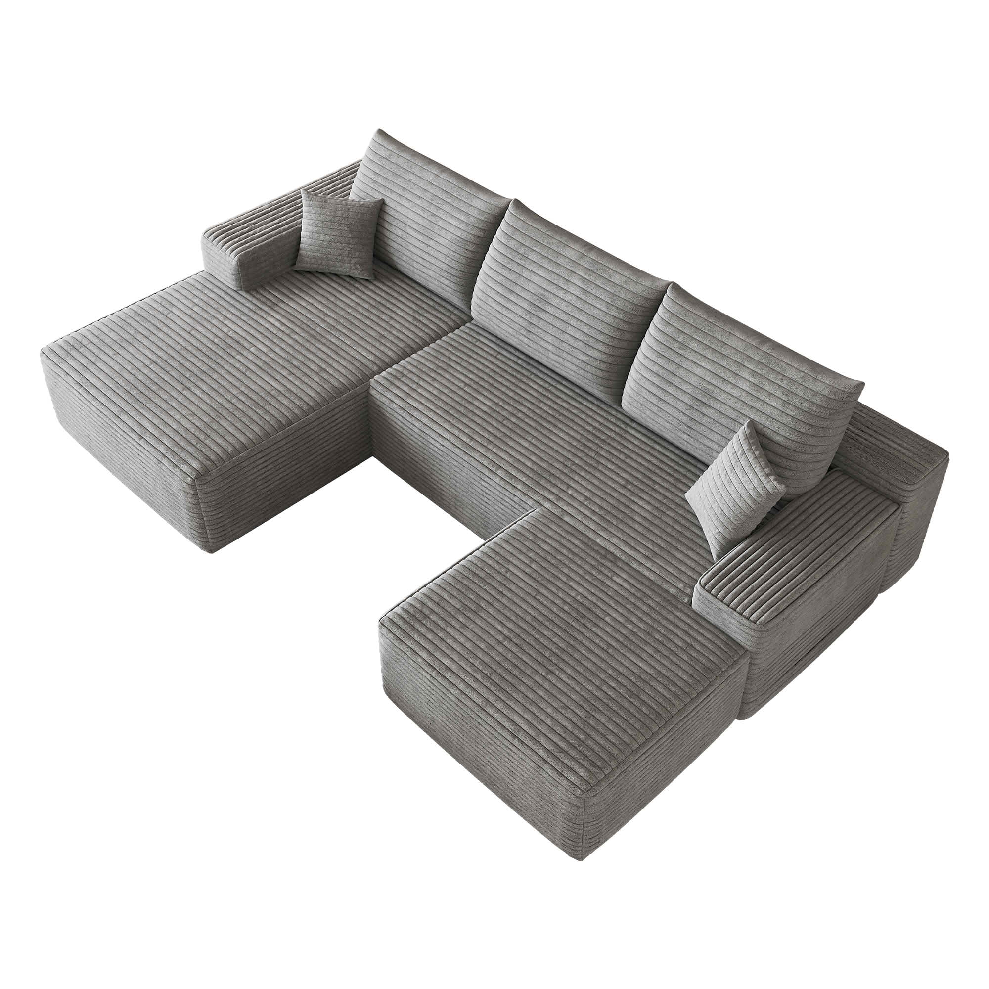 MAYEERTY 107 Inch L‑Shape Cloud Sectional Couch with Chaise, Modern Modular Deep‑Seat Sofa, Plush Corduroy Upholstered Couch, No Assembly Required for Living Room Bedroom Apartment