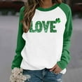 thumbnail image 2 of Women's St Patricks Day Plus Size Sweatshirt Long Sleeve Festival Print Color Block Crewneck Loose Casual Tops (3XL, Green), 2 of 5