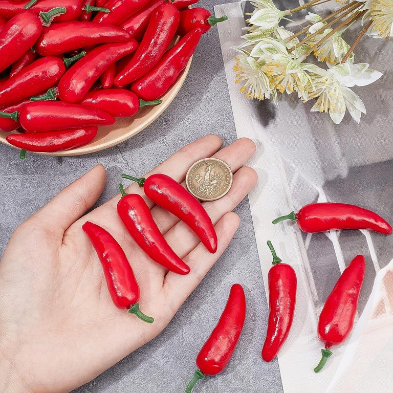 60pcs Mini Fake Hot Chili Peppers Simulation Artificial Lifelike