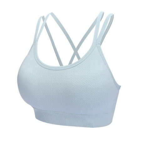 Mrat Womens Bralette Convertible Yoga Bra for Women  Padded Sports Bras for Women  Strappy Crossback Yoga Bras for Workout  Fitness Running Gym Low Impact Tops S-274 Sky Blue XL