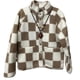 thumbnail image 2 of Chaqueta de mujer tipo cárdigan, informal, con bolsillo, cálida, cómoda y abrigada, a cuadros., 2 of 9