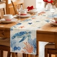 thumbnail image 5 of Sea Turtle Coastal Table Runner 72 Inches, Blue Red Summer Beach Coral Nautical Vintage Bed Runner Dresser Scarves Tabletop for Indoor Outdoor Parties/Ceremony/Banquet, 14" x 72", 5 of 9