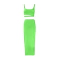 thumbnail image 4 of 2 Piece Outfit Maxi Dress for Women Summer Deep U Neck Sleeveless Tank Crop Tops Long Skirt Set Party Bodycon Dresses Green L, 4 of 5