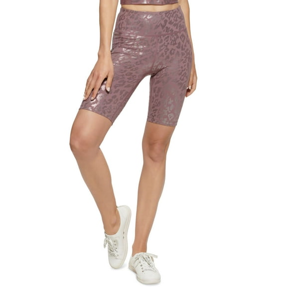 Calvin Klein Womens Performance Metallic-Print High-Waist Bike Shorts