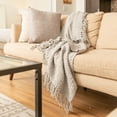 thumbnail image 2 of Fabstyles Basketweave Polyester Throw with Fringe, Lightweight Breathable Throw Blanket, 2 of 2