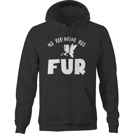 My valentine has fur cupid animal pet owner cat Pullover Hoodie Medium Dark Gray