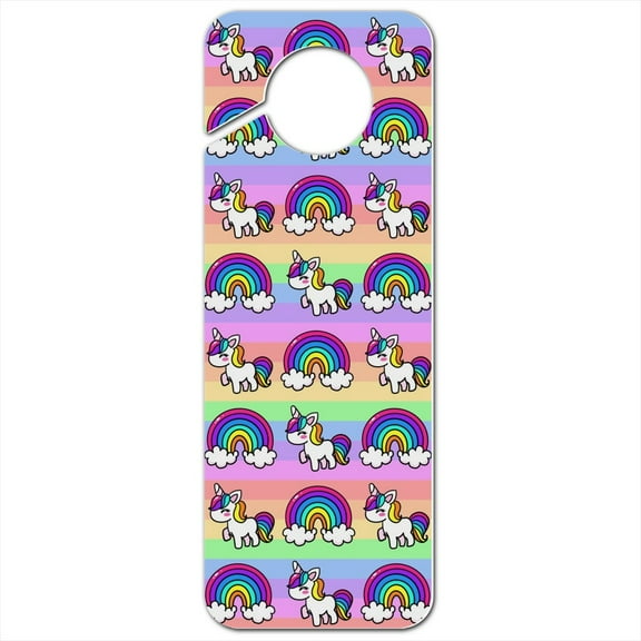 Cute Kawaii Rainbow Unicorn Pattern Plastic Door Knob Hanger Sign
