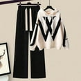thumbnail image 2 of -Conjunto de dos piezas para mujer, suéter informal de edición coreana, pantalones de pierna ancha ajustados y adelgazantes, otoño/invierno, 2024, 2 of 4