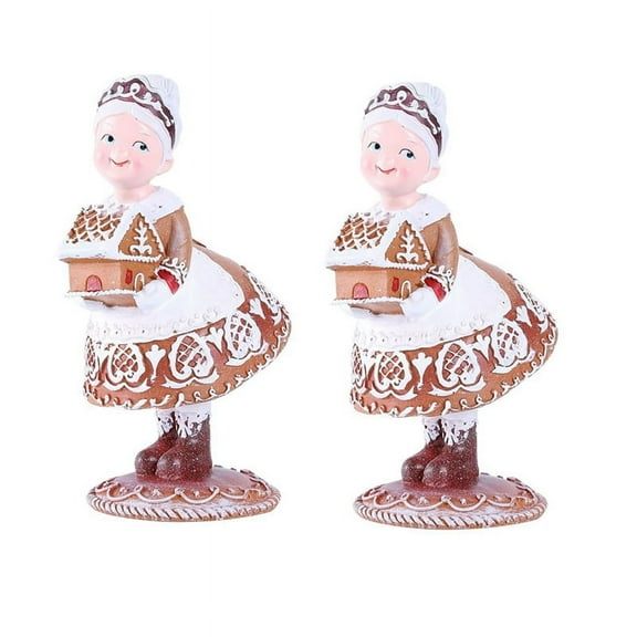 2X Christmas Decor Resin Gingerbread Santa Christmas Decorations Indoor Home Bedroom Decor 6.5 X 8 X 16cm