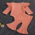 thumbnail image 3 of Newborn Baby Girl Boy Romper Bodysuit Top Ribbed Bell Bottom Pants Set 2Pcs Outfits, 3 of 6