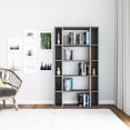 thumbnail image 2 of Ada Home Decor Sanborn Multiple Tier Open Shelf Modern Bookcase, Anthracite/Oak, 2 of 4