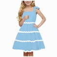 thumbnail image 1 of NIEWTR Robe Douce Sans Manches pour Fillettes, Imprimé Fruits, Robe d'Été pour Vacances (Bleu Ciel, 9-10 Ans), 1 of 5