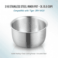 thumbnail image 6 of 316 Stainless Steel Inner Pot Compatible with Tiger JBV-10CU Rice Cooker, 3L 5.5 Cup Replacement Inner Bowl, Stable Heating Structure for Daily Cooking Performance, 6 of 8