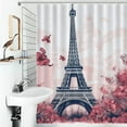 thumbnail image 4 of Eiffel Tower Shower Curtain , Enchanted Forest Scenic Bathroom Decor Sets, Waterproof Fabric with Hooks, 4 of 7