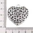 thumbnail image 3 of Alloy Pendants Lead Free & Cadmium Free & Nickel Free Heart Silver Size: about 35mm long 34.5mm wide 11mm thick hole: 3.5mm, 3 of 3