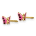 thumbnail image 6 of Auriga Fine Jewelry 14K Yellow Gold Pink Enameled Butterfly Stud Earrings for Women(L- 5mm, W-7mm), 6 of 6