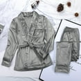 thumbnail image 4 of Pijamas a juego Gibobby Cárdigan de traje de terciopelo dorado de manga larga Gris M, 4 of 4