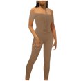 thumbnail image 2 of Kiplyki Pants for Women Bandage off-The-Shoulder Solid Long Jumpsuit, 2 of 7