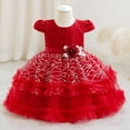thumbnail image 6 of NAISIBABY Girls Flower Dress, Glitter Tutu Tulle Mesh Cute Embroidered Kids Wedding Party Pageant Princess Dress Red 2T, 6 of 6