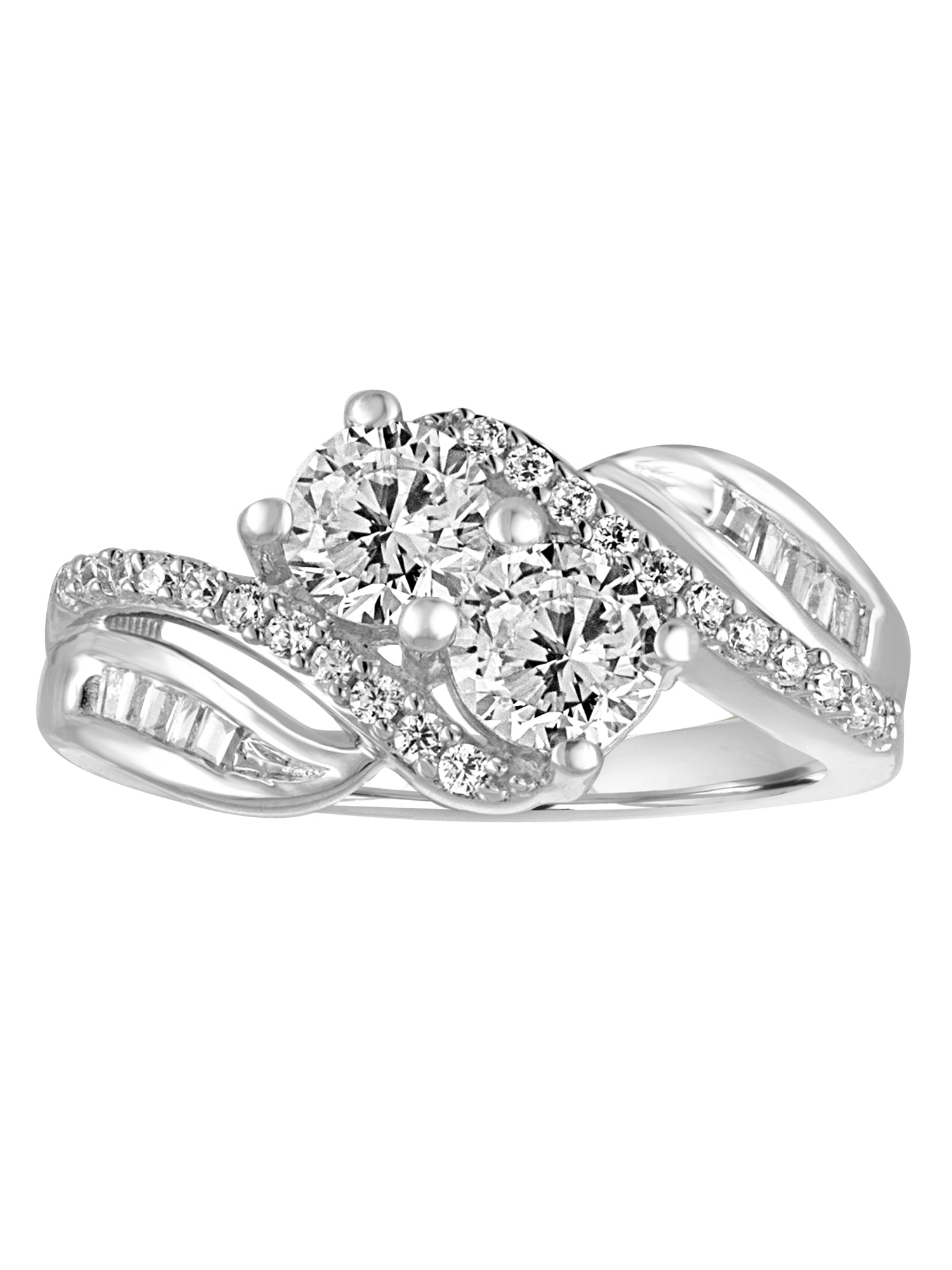 Brilliance Fine Jewelry Women's White CZ Sterling Silver 2Stone