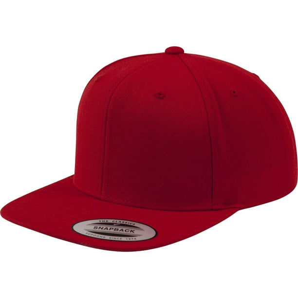 Yupoong - Gorra plana Clásica Modelo Snapback (Paquete de 2) (Rojo/Rojo)