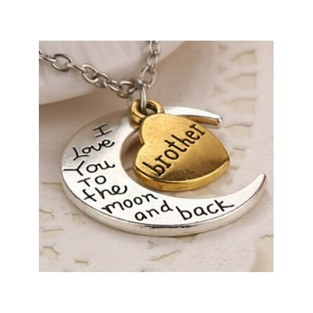 I Love You To The Moon And Back Moon Heart Necklace 2 Tone Brother Walmart Com Walmart Com