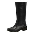 thumbnail image 3 of YLYL Women's Knee High Boots Wide Calf Square Toe Chunky Block Heel Pull on Riding Tall Boots, 3 of 9