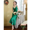 thumbnail image 4 of Defitshape Women's Silk Nightgown Satin Pajama Dress Spaghetti Straps Cowl Neck Silky Pjs Luxury Summer Sleeveless Soft Cool Cami Lightweight Slim Fit Side Slit Lingeries Green Large, 4 of 5