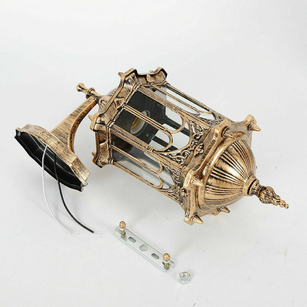 Wall Lights GDAE10 Aluminum Lamp Retro Pavilion Palace Outdoor Sconces Antique Lighting Fixture for Home Patio Garden Vintage 3W Without Plug/E27 Bulb DIY Antique Brass Lantern Shape Yellow Bronze