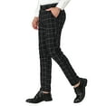 thumbnail image 4 of Unique Bargains Men's Slim Fit Plaid Business Pants Trousers with Pockets 34 Black, 4 of 7